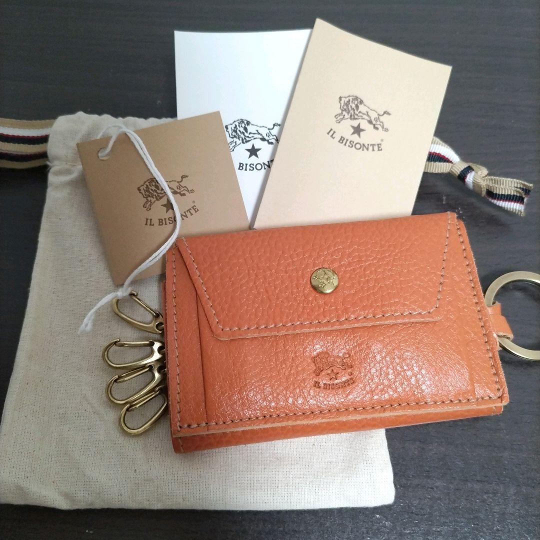 新品 イルビゾンテ 本革 キーケース 4連 スマートキー 小銭入れ キャラメル