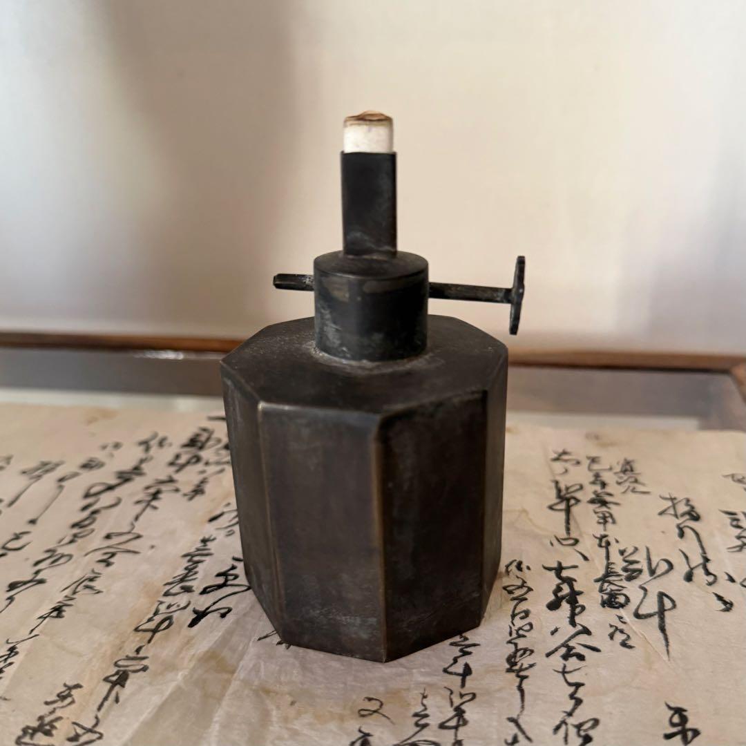 李朝　真鍮　オイルランプ