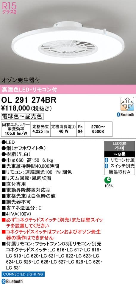 OL291274BR シーリングライトファン 新品未使用未開封品 送料込み