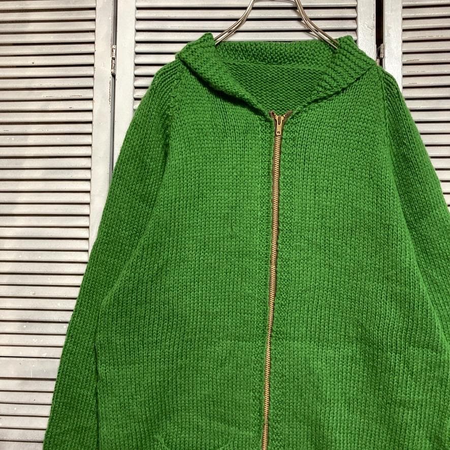 @*様 BPLS アニマル カーディガン 古着 50s 60s 緑 カウチン タ