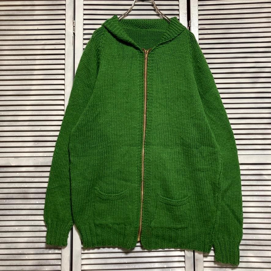 @*様 BPLS アニマル カーディガン 古着 50s 60s 緑 カウチン タ