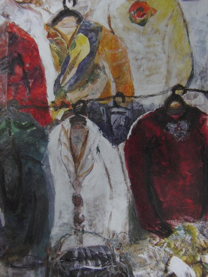 森川静江、【店先】、希少な額装用画集より、新品額装付