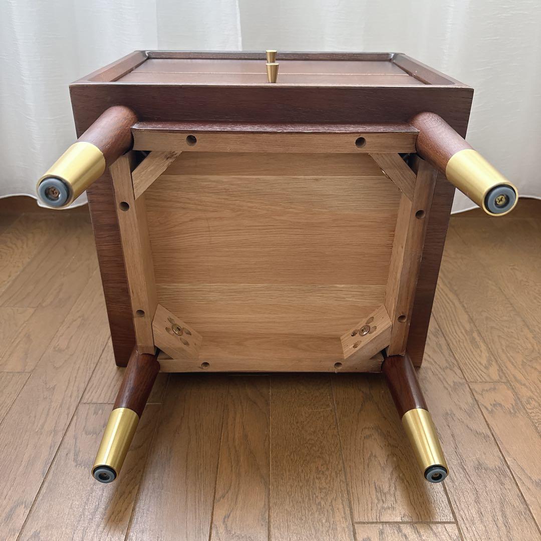 柴様 ② サイドテーブル　ナイトテーブル　組み立て不用　　オーク×ゴールド