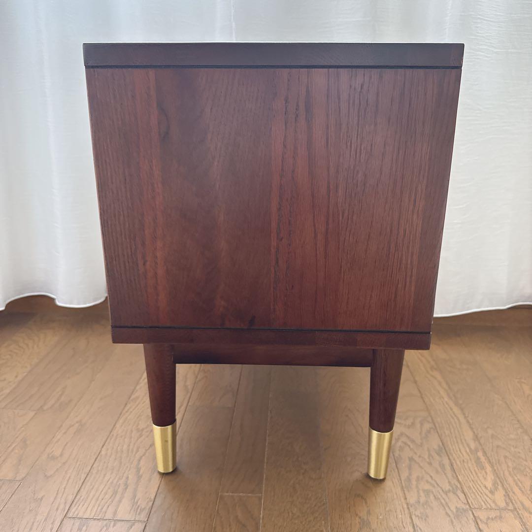 柴様 ② サイドテーブル　ナイトテーブル　組み立て不用　　オーク×ゴールド