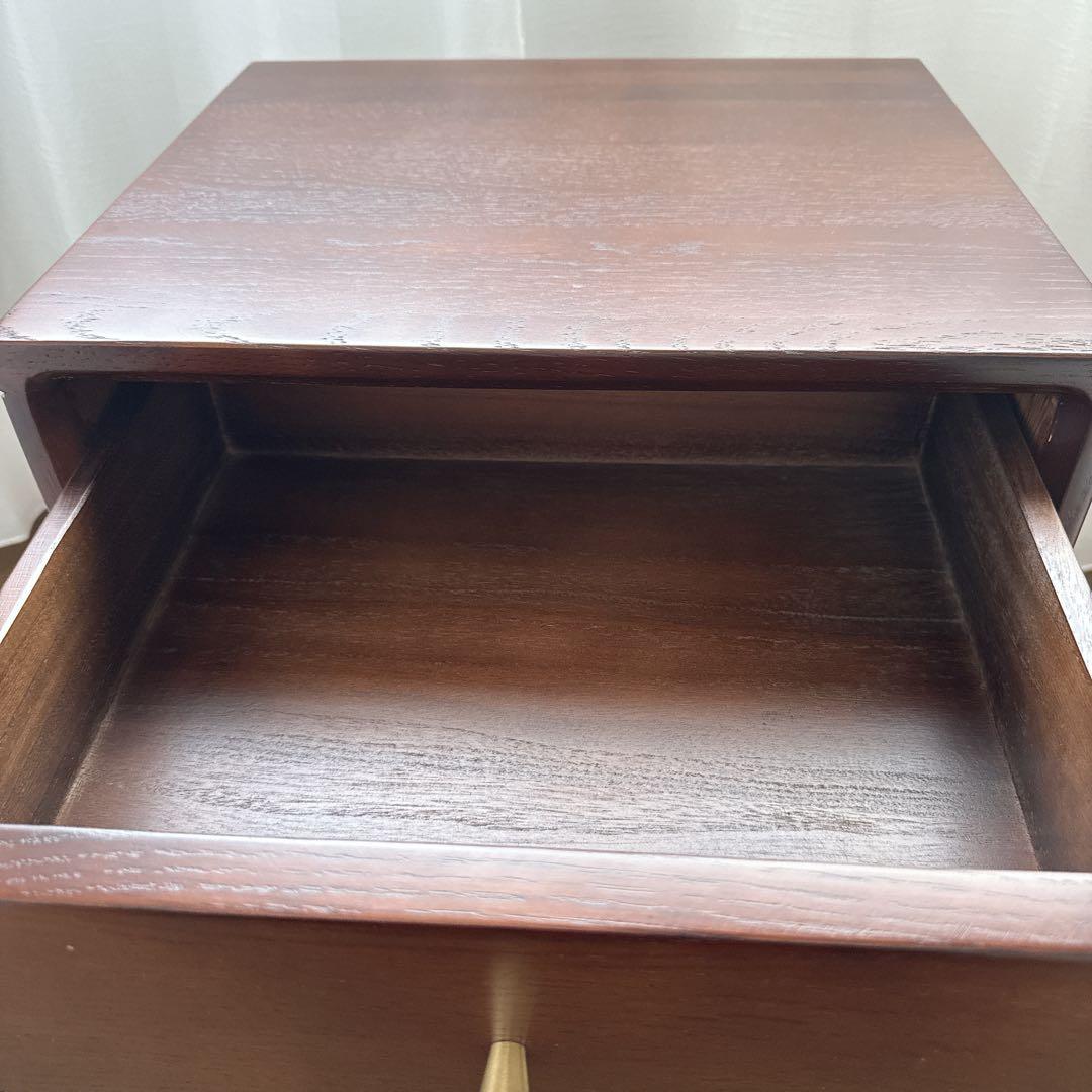 柴様 ② サイドテーブル　ナイトテーブル　組み立て不用　　オーク×ゴールド