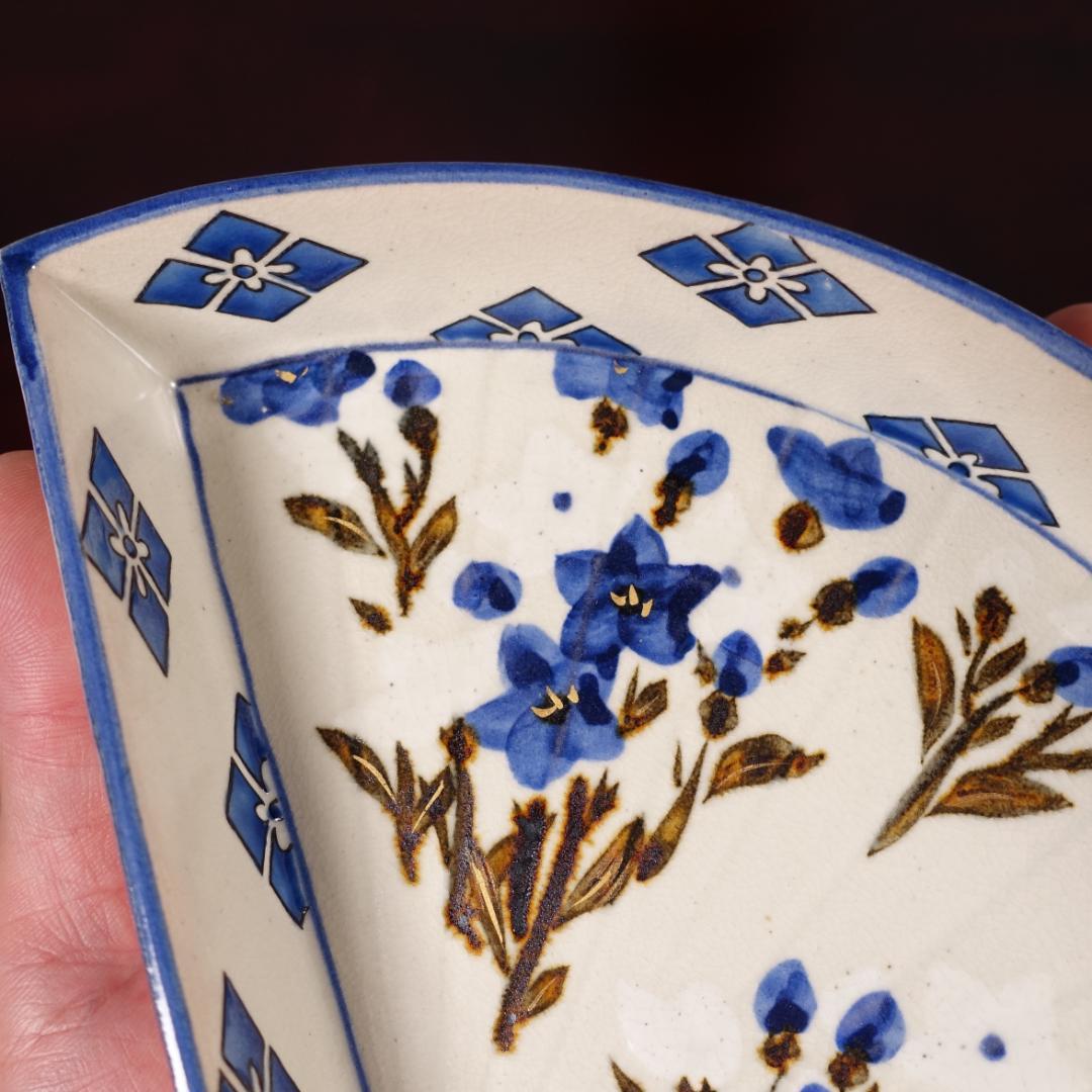 京焼 名工 宮永東山 色絵 図替 扇面 向付 5客