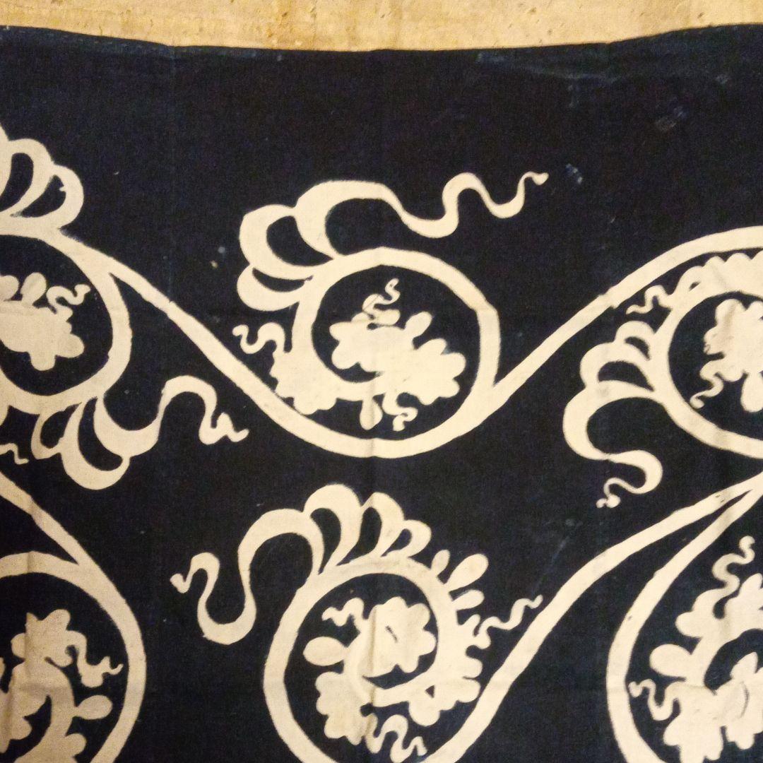 風呂敷　古布　骨董　筒描き　唐草　藍染　藍