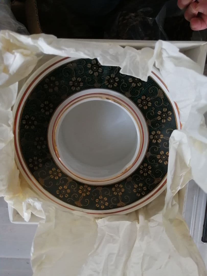 高級品‼️九谷焼　青粒鉄仙　7号灰皿