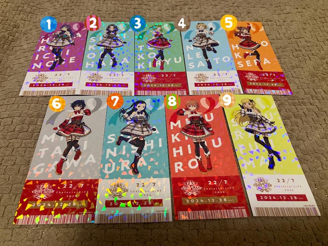 ナナニジ　22/7　ナナニジ忘年会　キャラクターチケット風カード　バラ売り