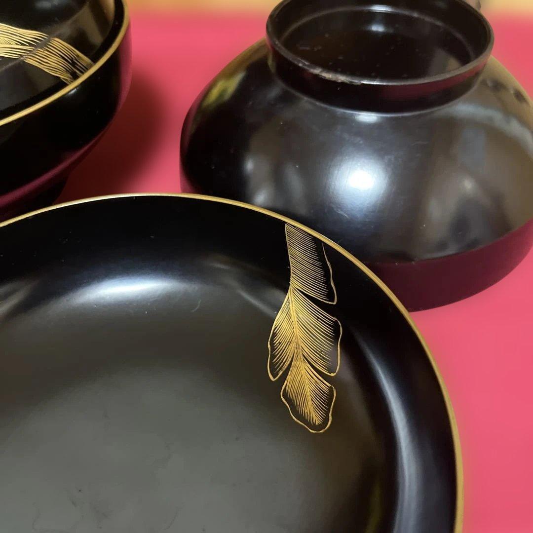金彩漆塗り蓋付碗　2個セット