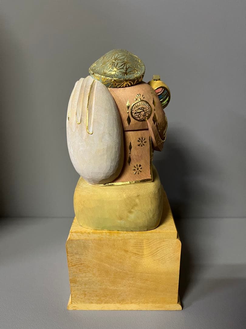 特別価格　恵比寿　大黒　セット　木彫り　彩色　手彫　柘植材　31