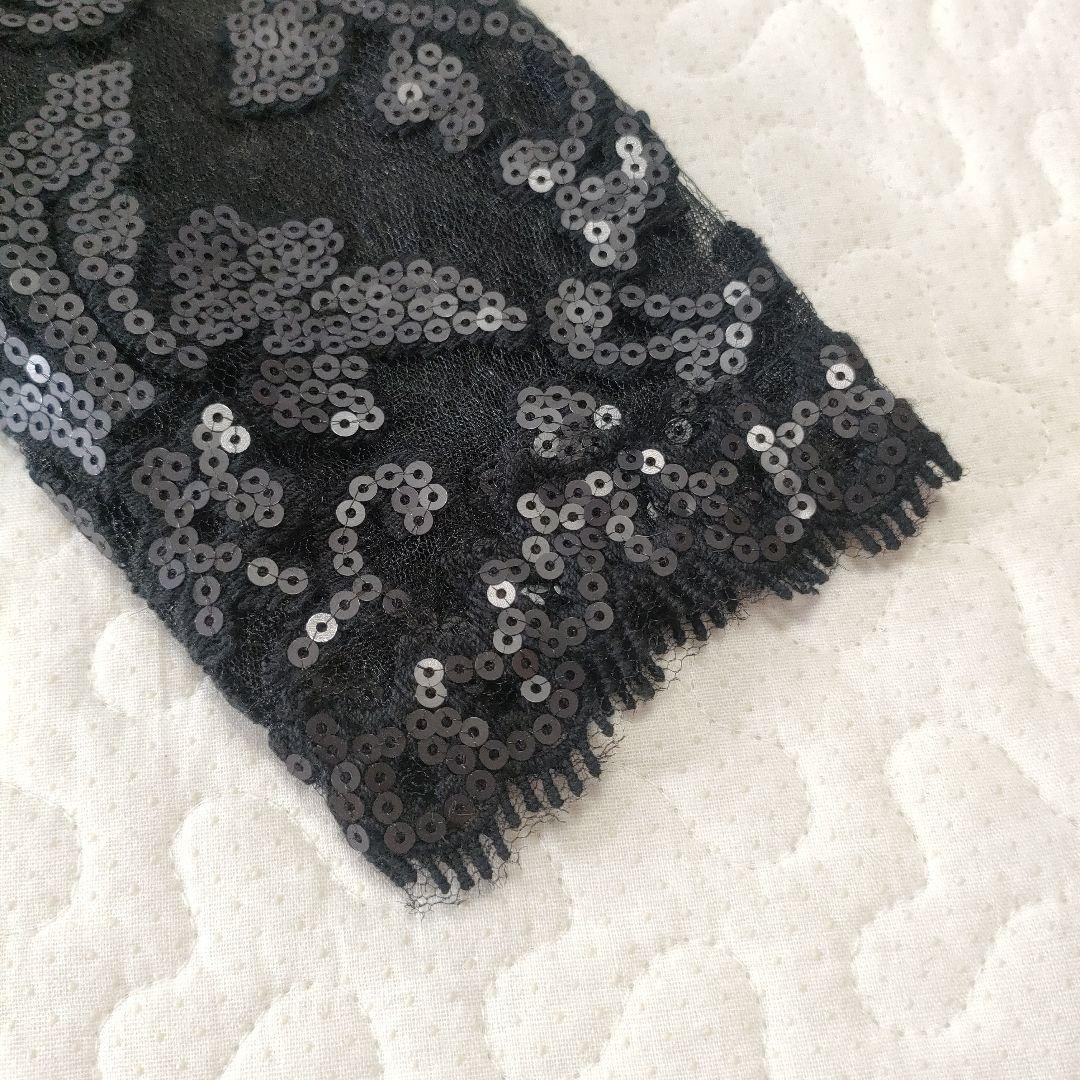 美品✨タダシショージ　レース×スパンコール　ワンピースドレス　ベルト　黒×紫