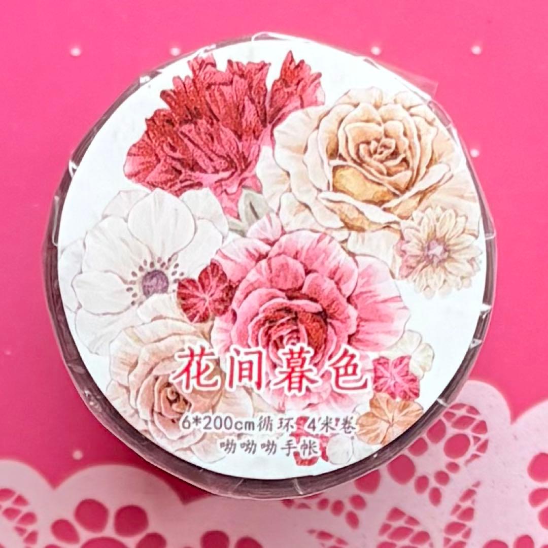 PET 花间暮色 ダイカット加工 6cm×4m 海外マスキングテープ　海外マステ