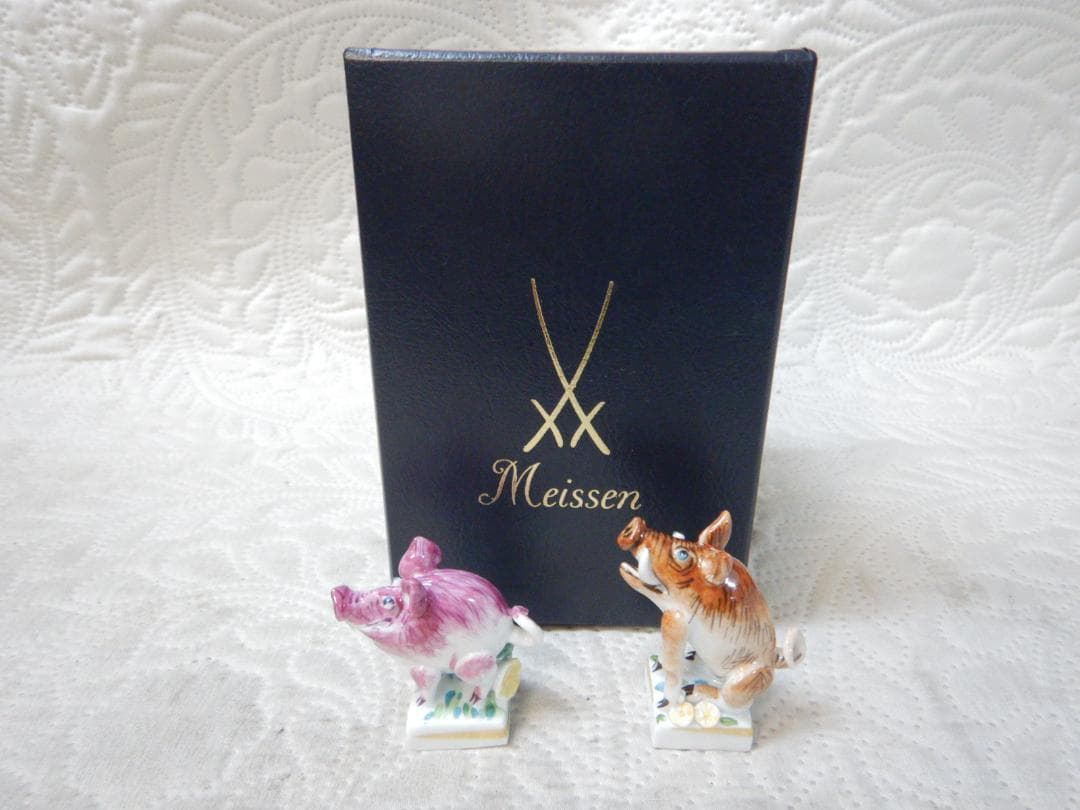 Meissen マイセン　イノシシ　猪　置物 2点セット
