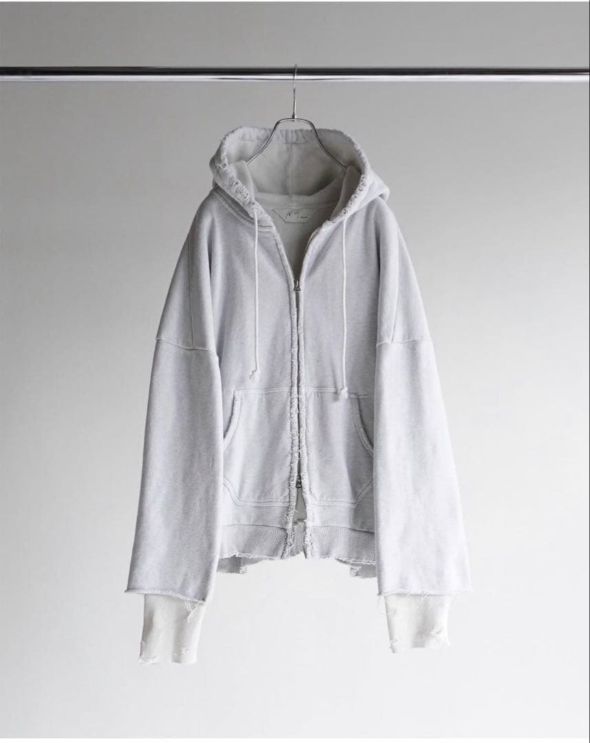 トップス ANCELLM layered zip up hoodie