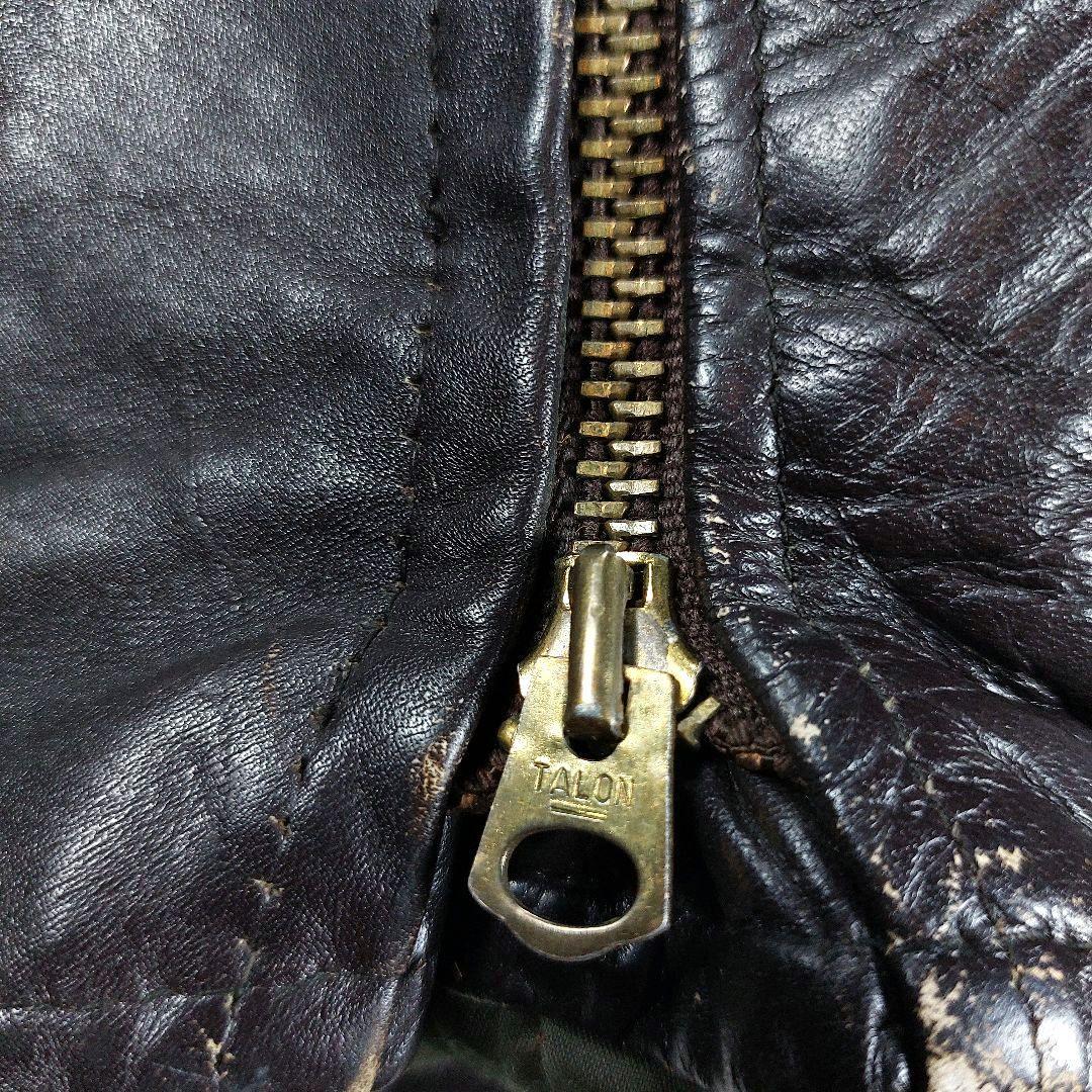 60~70s 希少 シングルレザーライダース 五角形TALON 逆ハの字ジップ