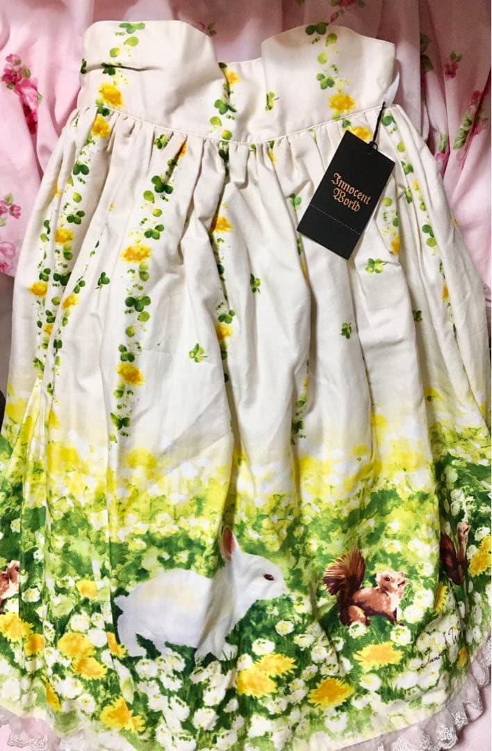 新品■送料無料■ イノセントワールド■土田穣コラボうさぎとりす柄スカート希少レア