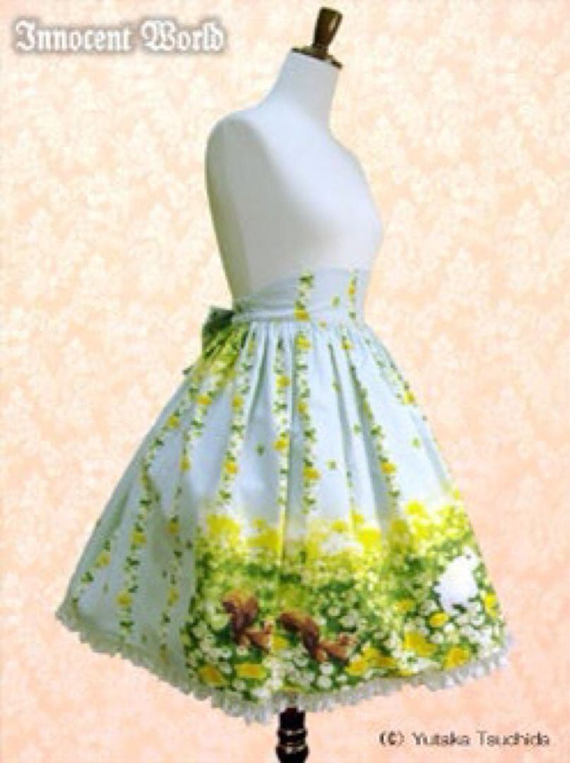 新品■送料無料■ イノセントワールド■土田穣コラボうさぎとりす柄スカート希少レア