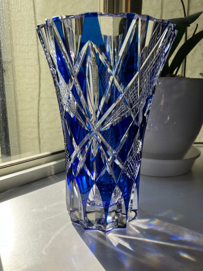 昭和レトロ 江戸切子 花器 花瓶