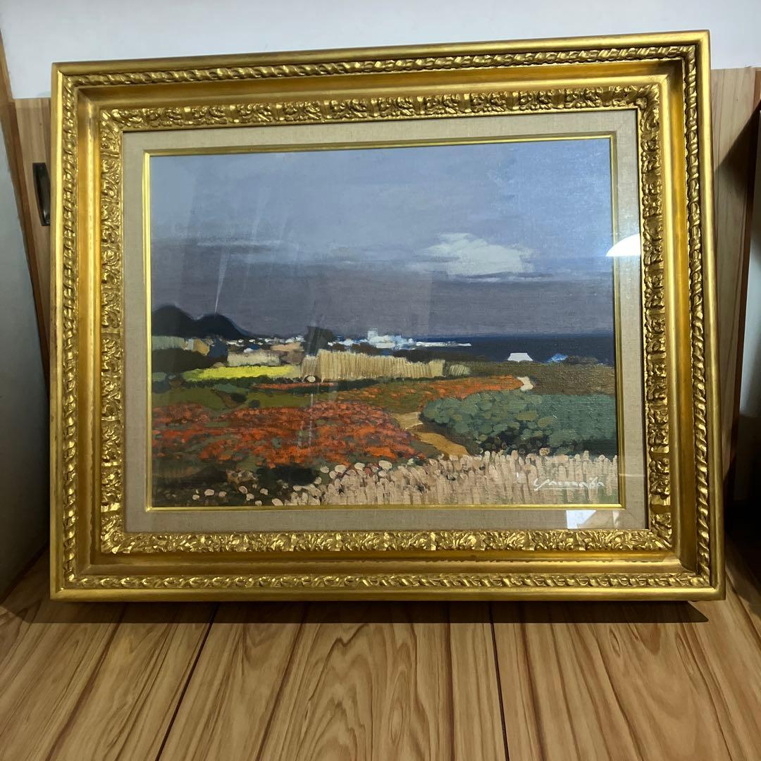 山羽 斌士　安房雨過 84-1503 希少画集画　状態良好　新品額・額装付