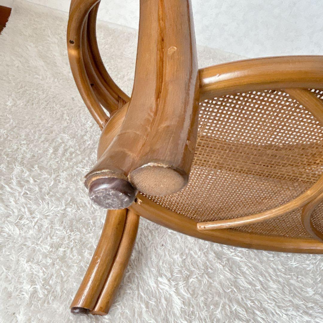 オールド 小泉】ガラストップ 籐 ラタンテーブル　　センターテーブル レトロ