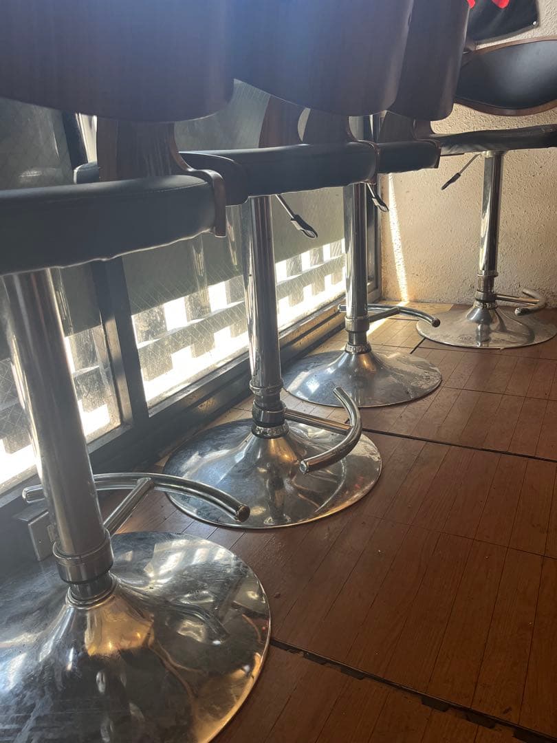 木製バースツール 4脚セット