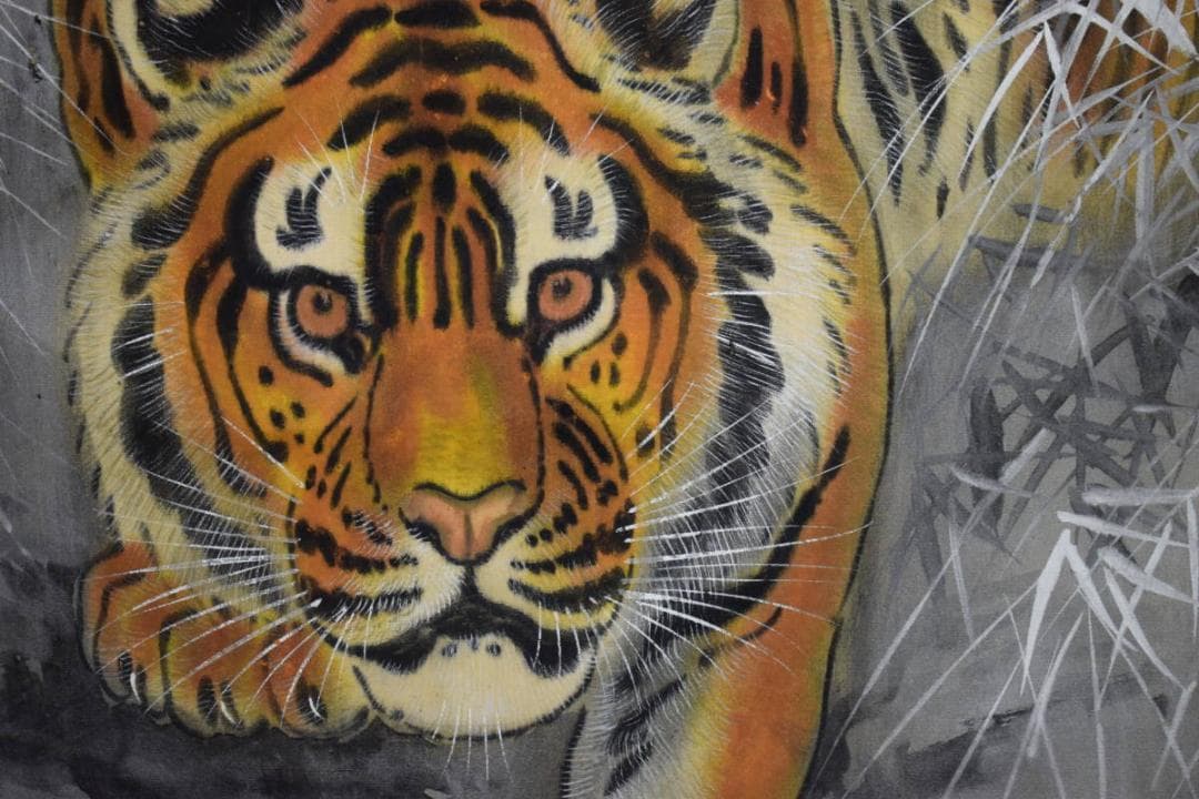 真作/翠晃/猛虎図/干支図/布袋屋掛軸HJ-303