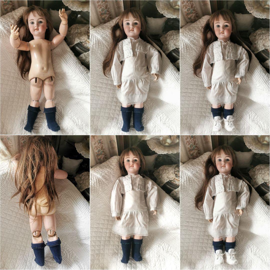 アンティークドイツ シモン＆ハルビック 美少女ビスクドール コットンドレスボレロ