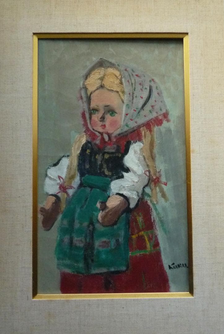 柏原覚太郎「西洋人形」油彩画M6号