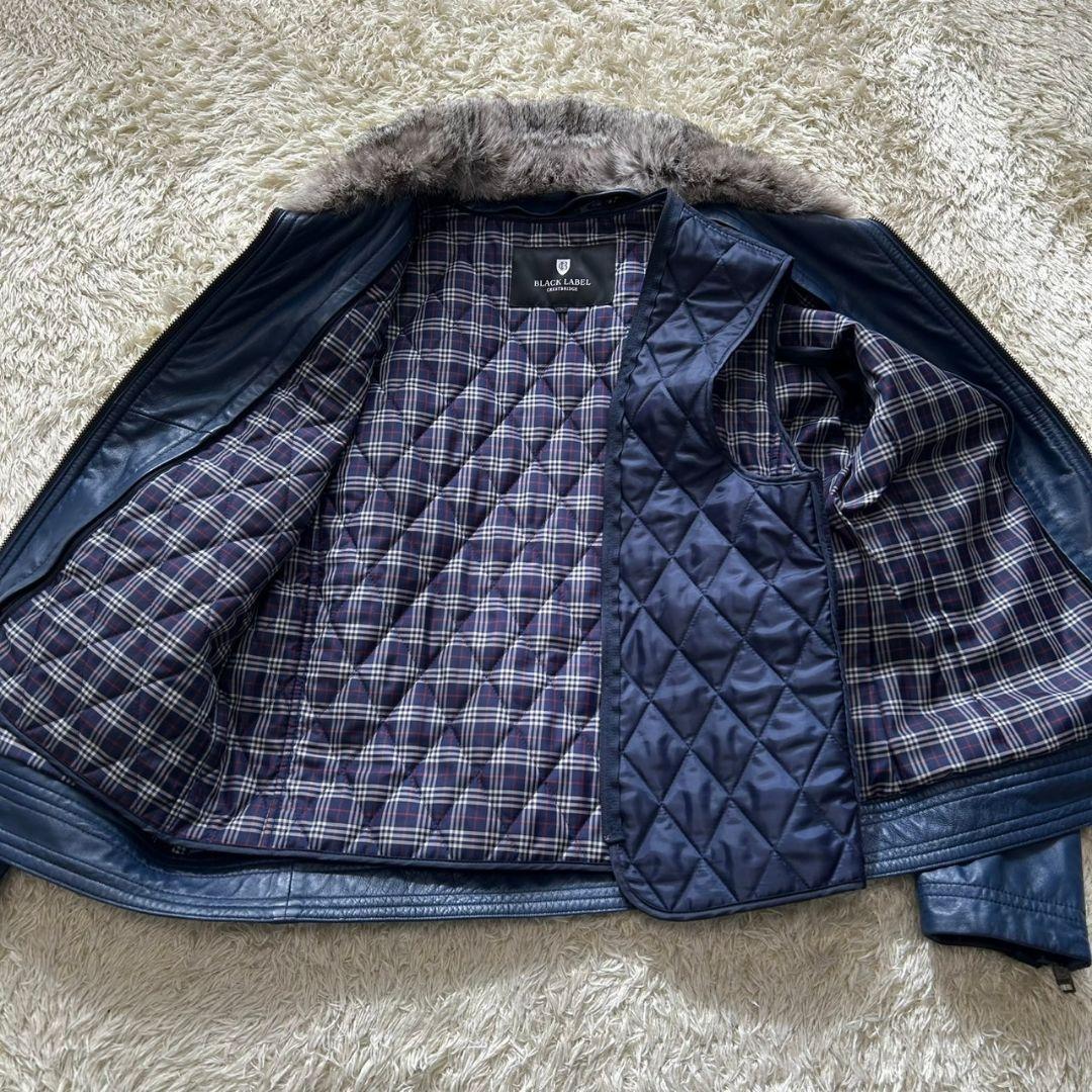美品✨ブラックレーベルクレストブリッジ　ライダース　羊革　ファー　ライナー付