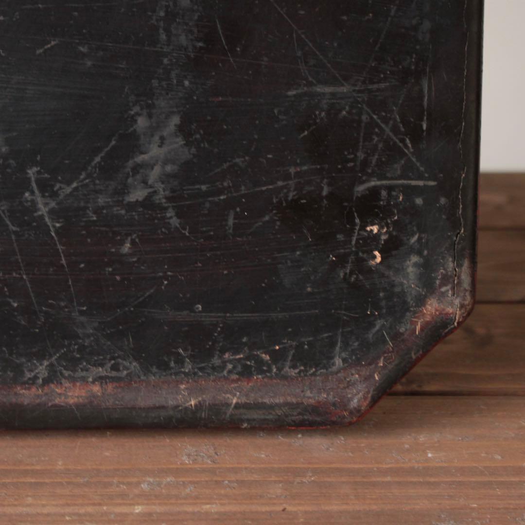 隅切 折敷 朱塗り盆 No.2 古美術 古道具 アンティーク 盆 折敷盆