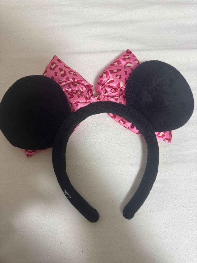 ピンク　ヒョウ柄　リボンカチューシャ　ミニー　平成