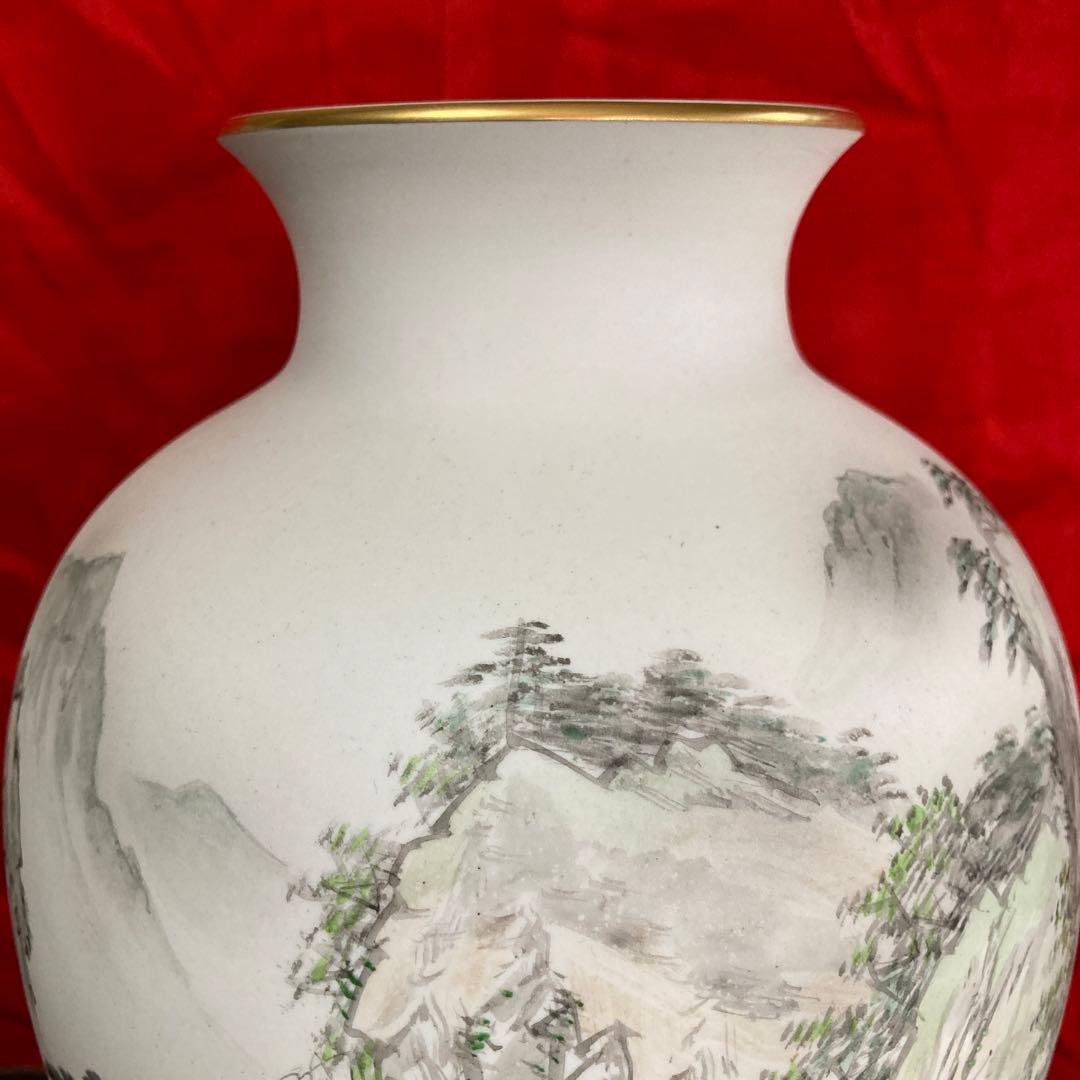 深川製磁　壺　山水図　オールド深川　画/金武自然