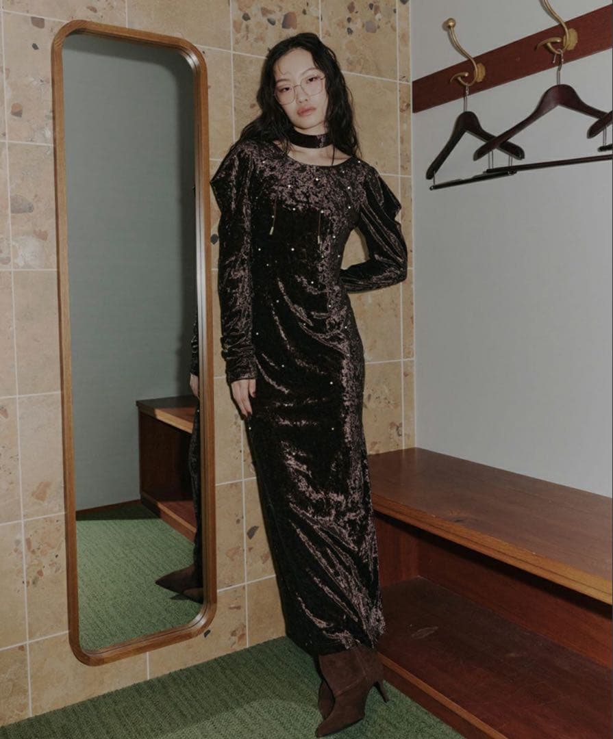 スーツ・フォーマル・ドレス ANDRESD pearl glow velour dress