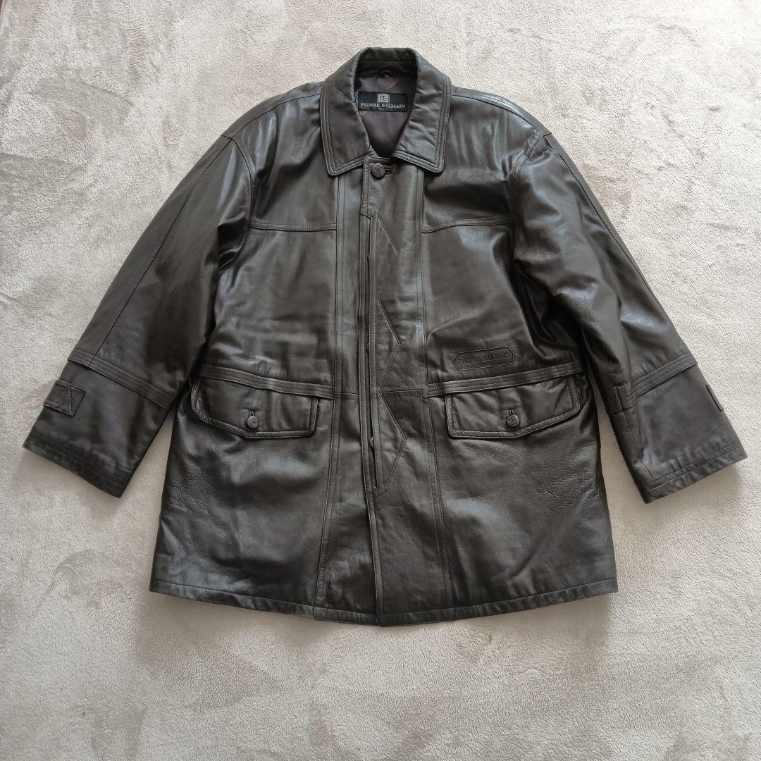 ピエールバルマン　ラムレザーコート ヴィンテージ　ブラウン　サイズLL