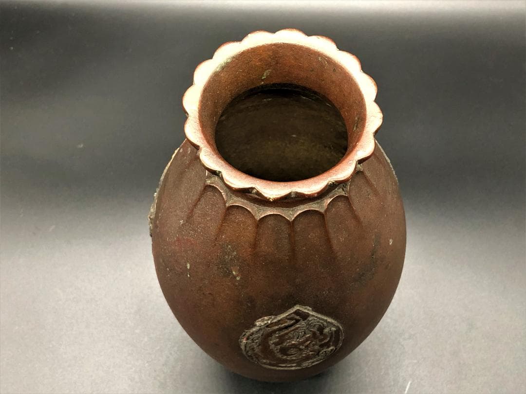 【 雲龍図銅花瓶 花入/花生 】　中華古玩　蔵出品