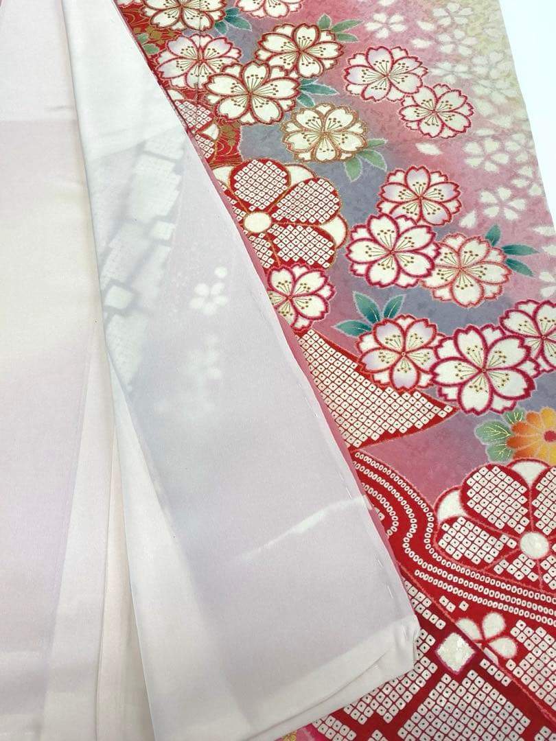 振袖 仮絵羽 金彩 紋意匠 正絹 未仕立て品 八掛付き