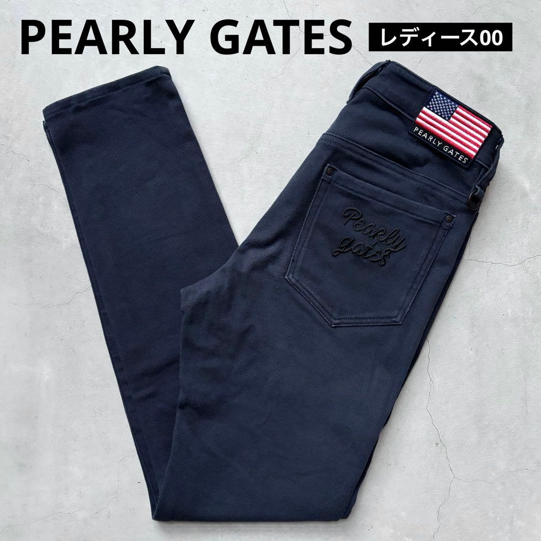 PEARLY GATES ストレッチロングパンツ 裏起毛 星条旗ワッペン 00