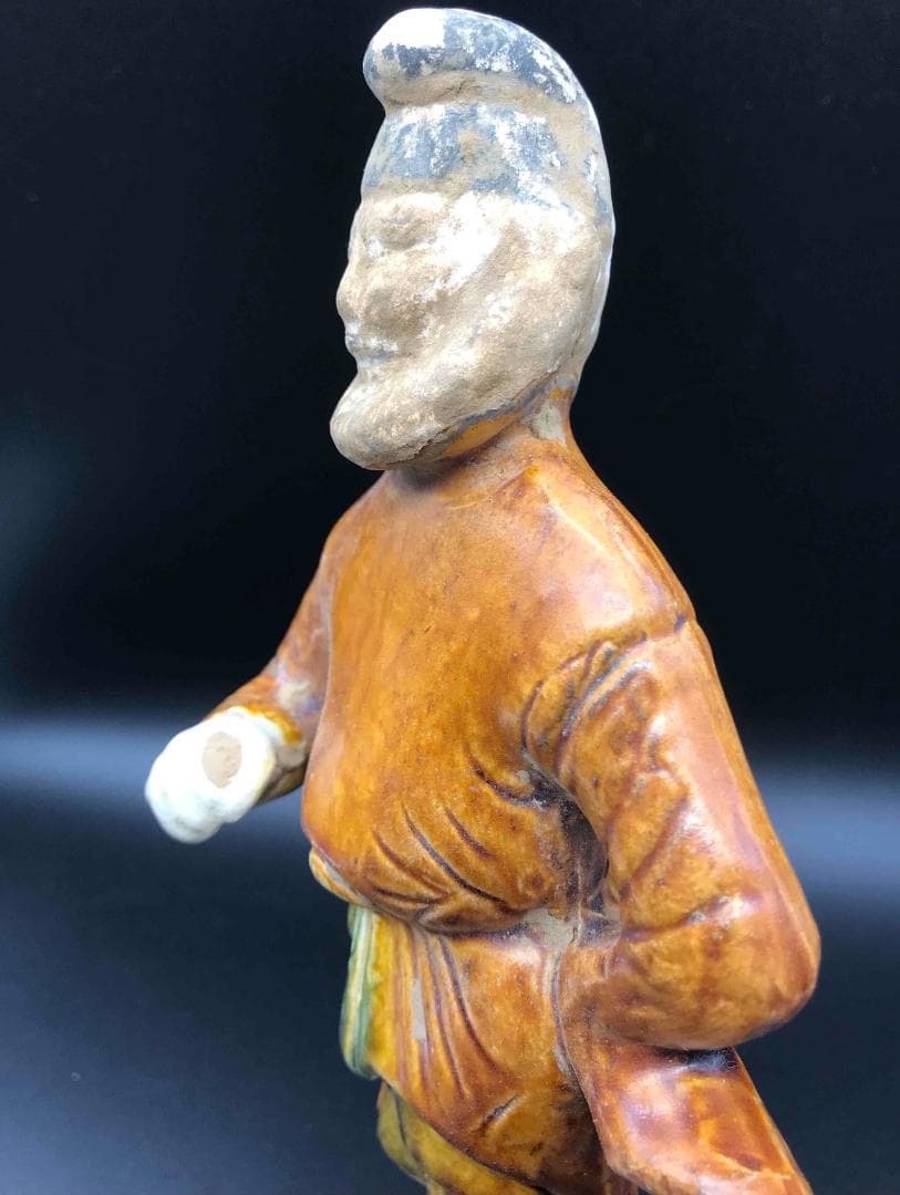 中国古玩　唐時代　唐三彩胡人像　三彩俑　旧家コレクション　蔵出し(A-8)