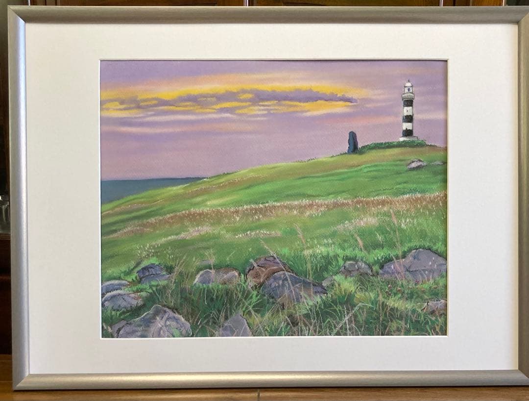 入道埼灯台　パステル画　秋田県 男鹿半島