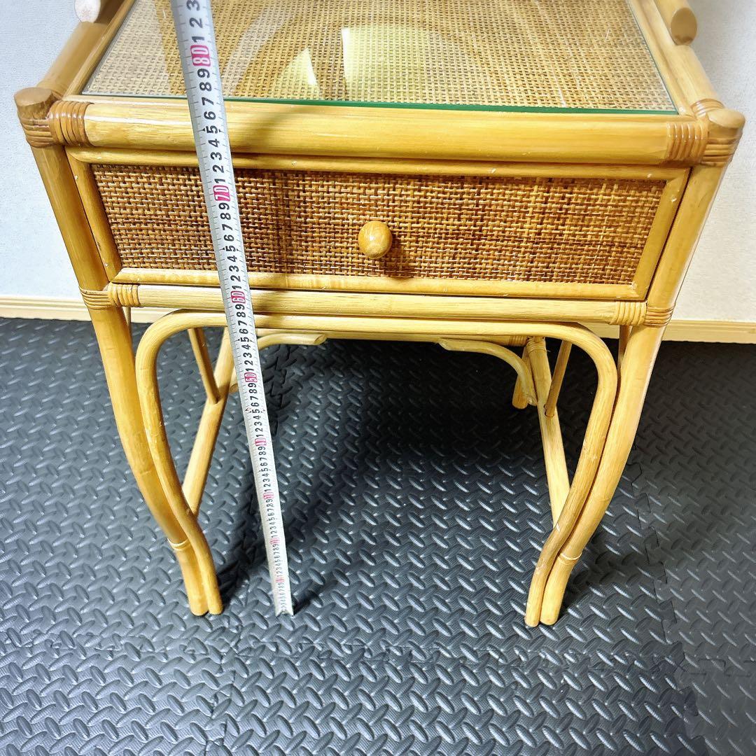 【良品】レトロ　ヴィンテージ　ラタンドレッサー　スツール　鏡台　化粧台　家具