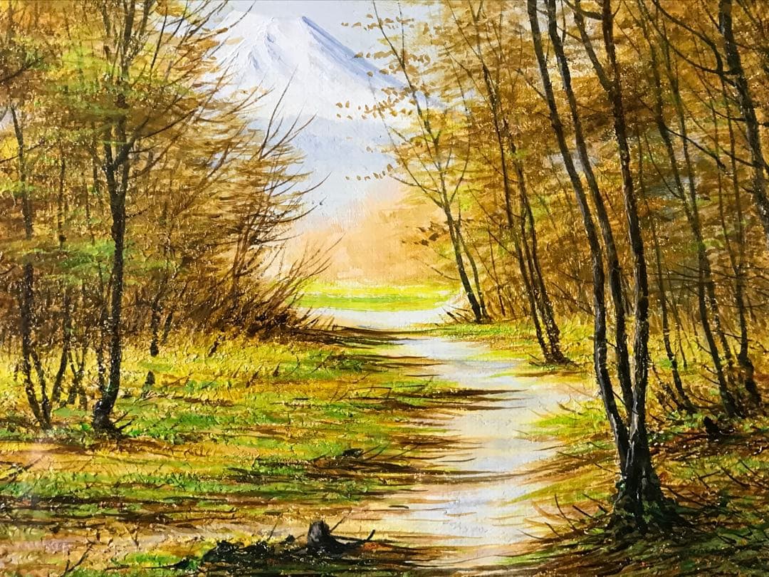 小川馨生「富士望遠」 4号 油彩 油絵 絵画 風景画 富士山 木製額縁