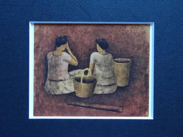 ルフィーノ・タマヨ、二人座像、希少画集画、新品高級額装付