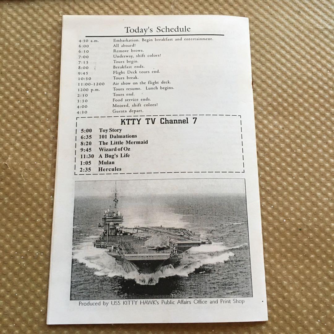 0536 空母 キティホーク CV63 乗艦券 、冊子 1999年11月12日