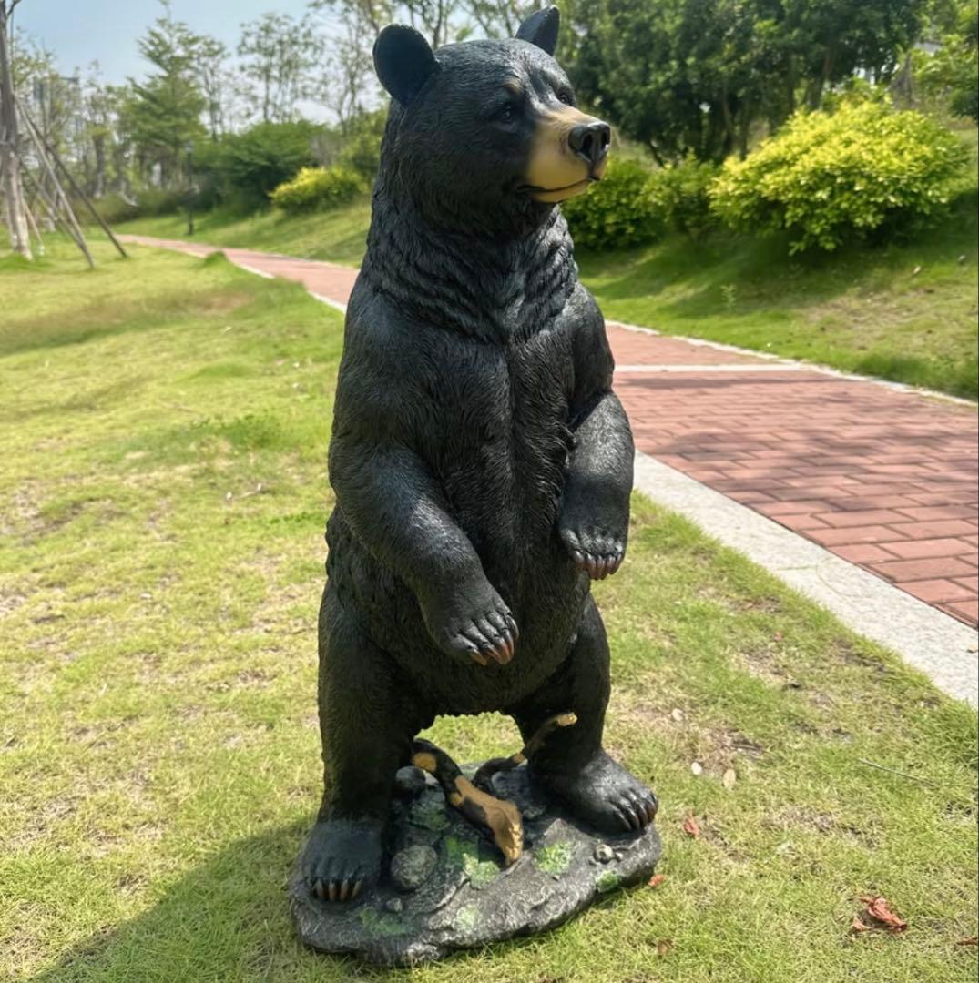 庭用 熊 オブジェ 高さ76cm リアル 黒熊 立ち姿 ガーデン置物 樹脂製