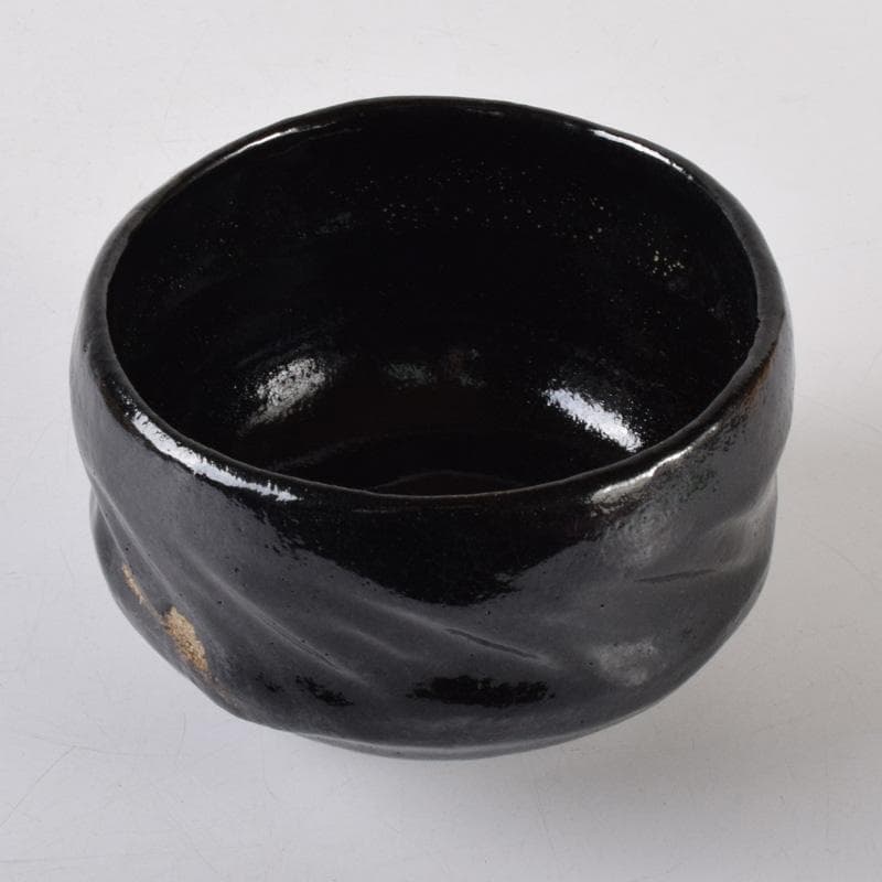 Gojyo　茶道具　楽焼　佐々木松楽作　黒楽茶碗　共布共箱　V　7400