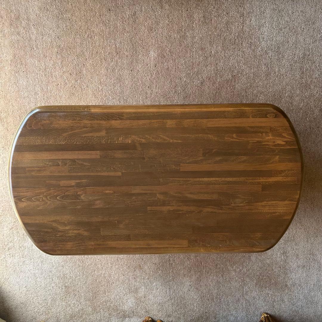 木製楕円形座卓 ラタン 籐 テーブル アンティーク家具