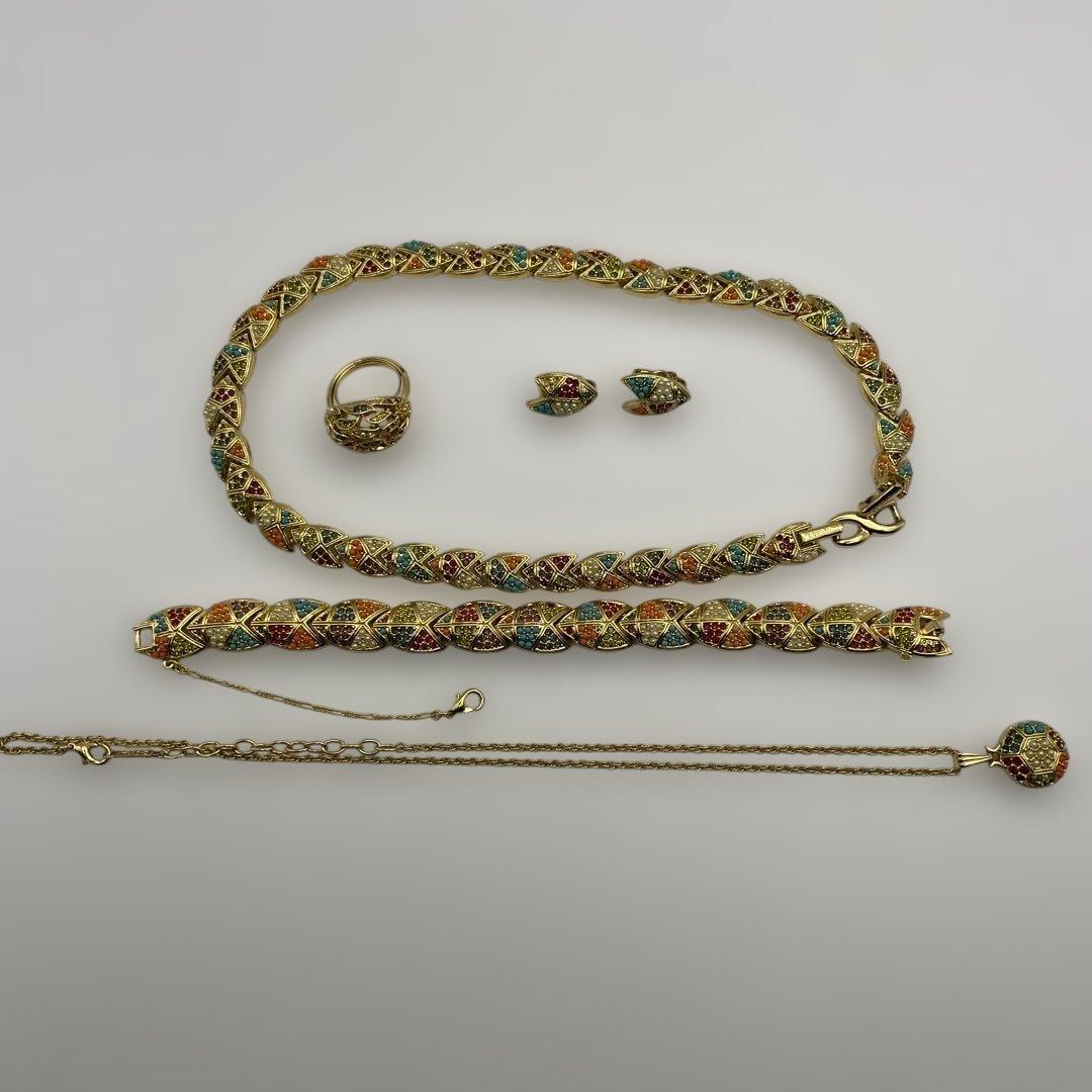 ドーラン　マルチカラー　カラーストーン　ゴールド　アクセサリー　セット