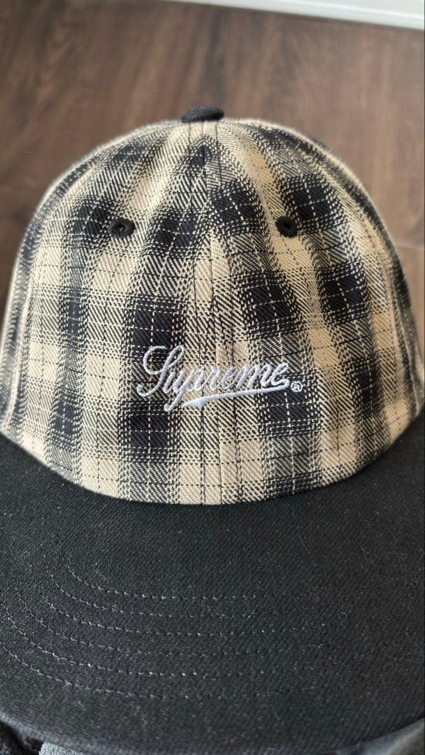 帽子 Supreme Script Logo 6-Panel Black Plaid