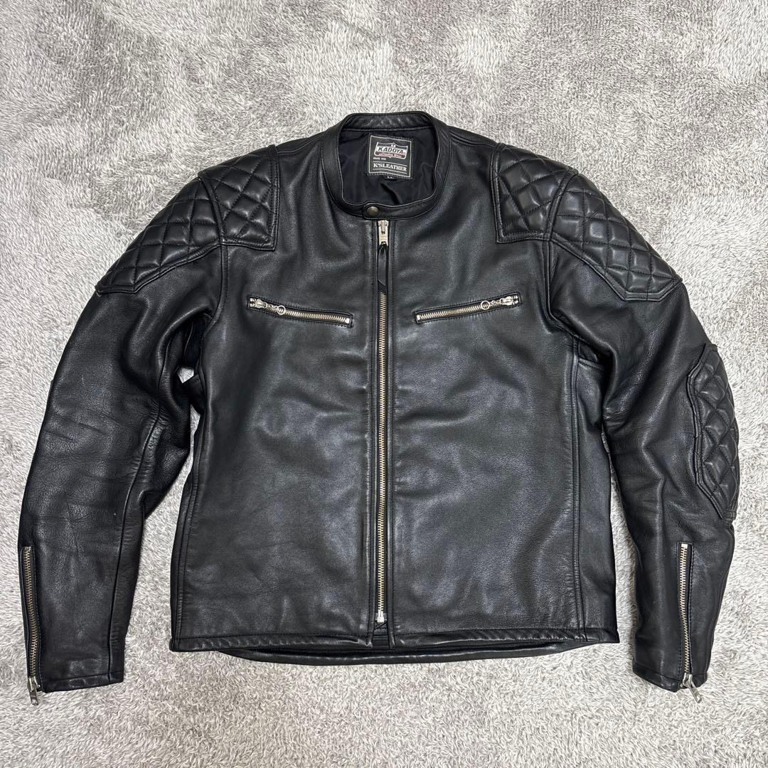 専用　　　KADOYA ブラックレザー シングルライダースジャケット LL